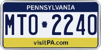 PA license plate MTO2240