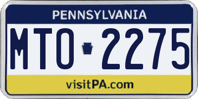 PA license plate MTO2275