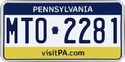 PA license plate MTO2281