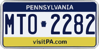 PA license plate MTO2282