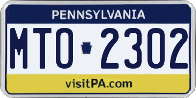 PA license plate MTO2302