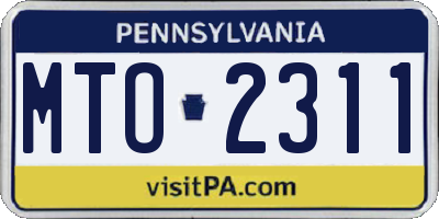 PA license plate MTO2311