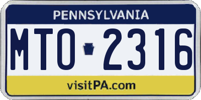 PA license plate MTO2316