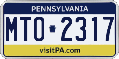 PA license plate MTO2317