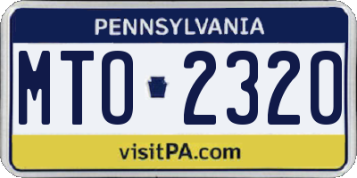 PA license plate MTO2320