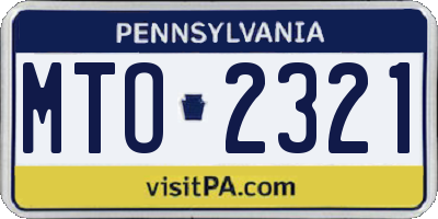 PA license plate MTO2321