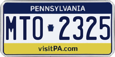 PA license plate MTO2325