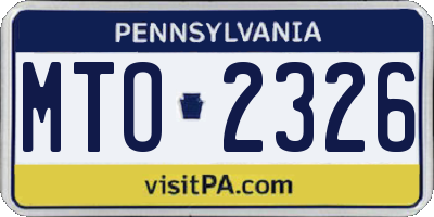 PA license plate MTO2326