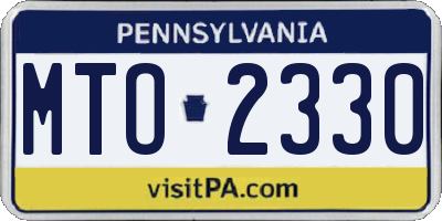 PA license plate MTO2330