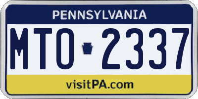 PA license plate MTO2337
