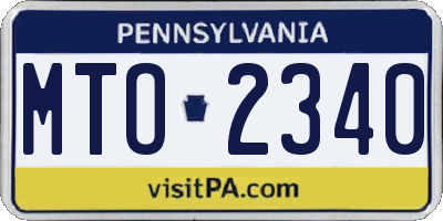PA license plate MTO2340