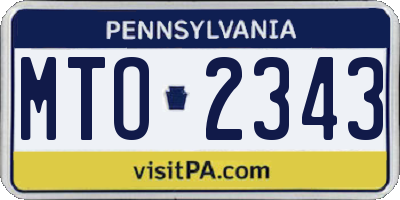 PA license plate MTO2343