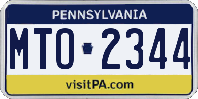 PA license plate MTO2344