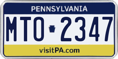 PA license plate MTO2347