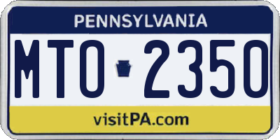 PA license plate MTO2350