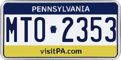 PA license plate MTO2353