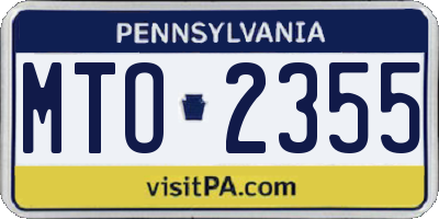 PA license plate MTO2355