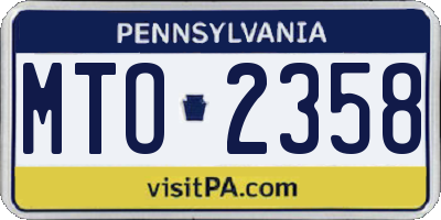 PA license plate MTO2358