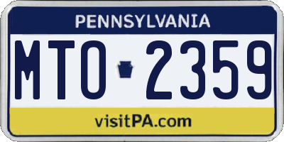 PA license plate MTO2359