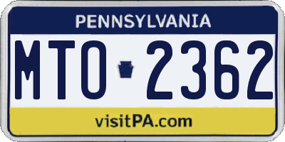 PA license plate MTO2362