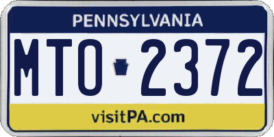 PA license plate MTO2372