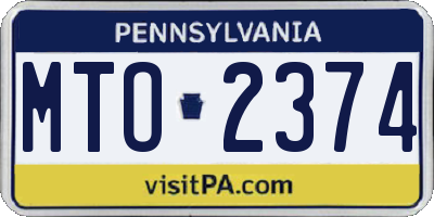 PA license plate MTO2374
