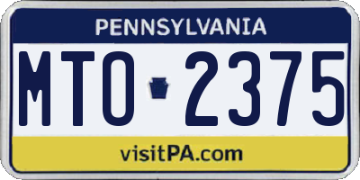 PA license plate MTO2375