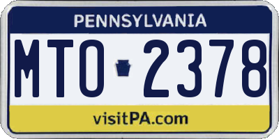 PA license plate MTO2378
