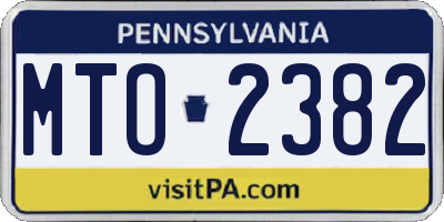 PA license plate MTO2382