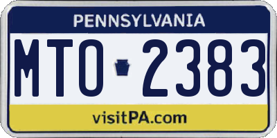 PA license plate MTO2383