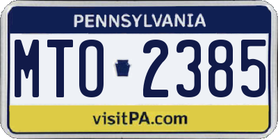 PA license plate MTO2385
