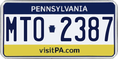 PA license plate MTO2387