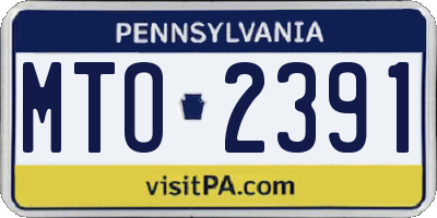 PA license plate MTO2391