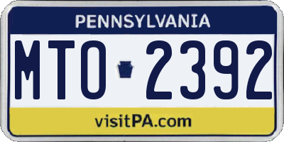 PA license plate MTO2392