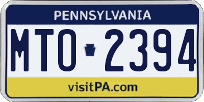 PA license plate MTO2394