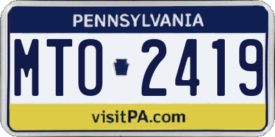 PA license plate MTO2419