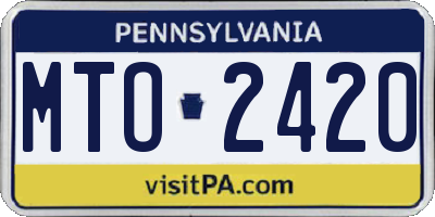 PA license plate MTO2420