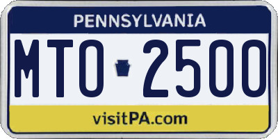 PA license plate MTO2500