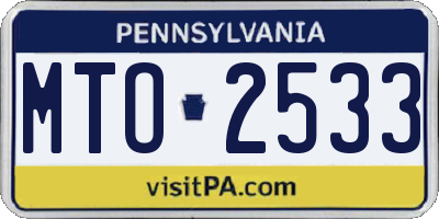 PA license plate MTO2533