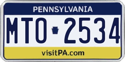 PA license plate MTO2534