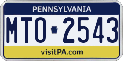 PA license plate MTO2543