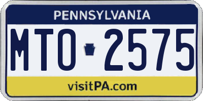 PA license plate MTO2575