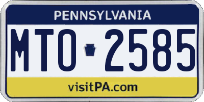 PA license plate MTO2585