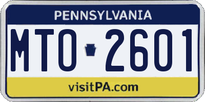 PA license plate MTO2601