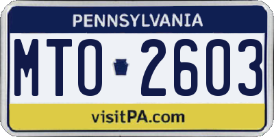 PA license plate MTO2603