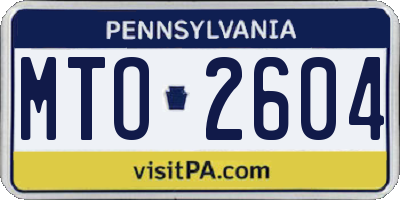 PA license plate MTO2604