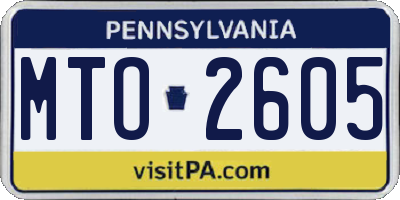 PA license plate MTO2605