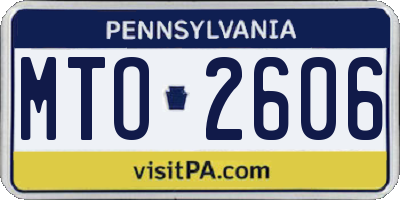 PA license plate MTO2606