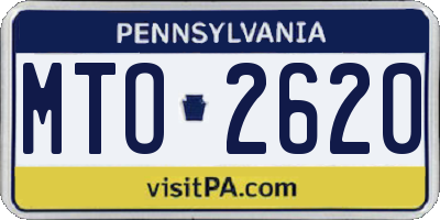 PA license plate MTO2620