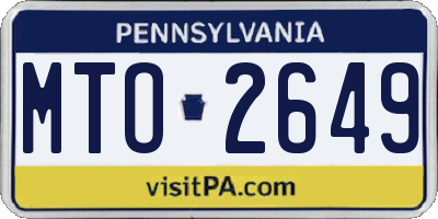 PA license plate MTO2649